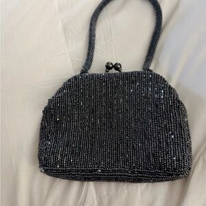 Elegant Black Beaded Handbag
